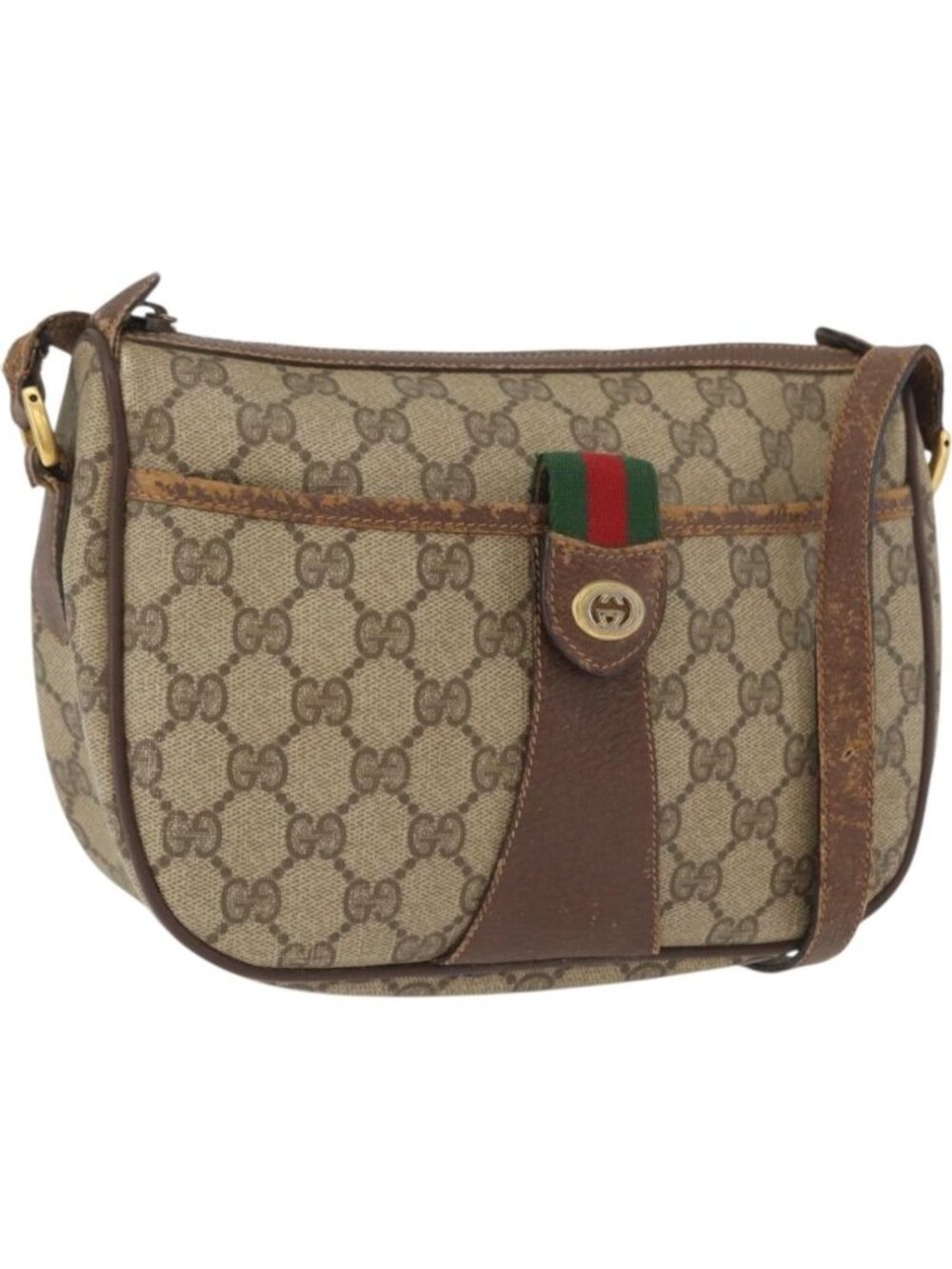 GUCCI GG Supreme Web Sherry Line Bag PVC Beige Gold 89 02 032